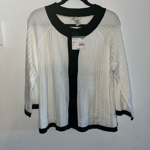 Covington Woman’s White with Black Lining Swing Sweater Y2K Sears Size XL